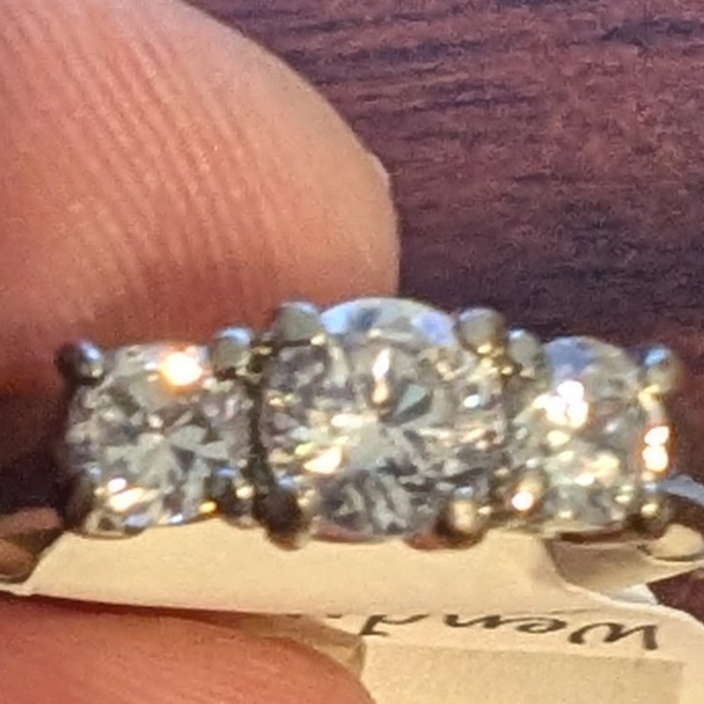 Vintage silver plated 3 stone ring #18